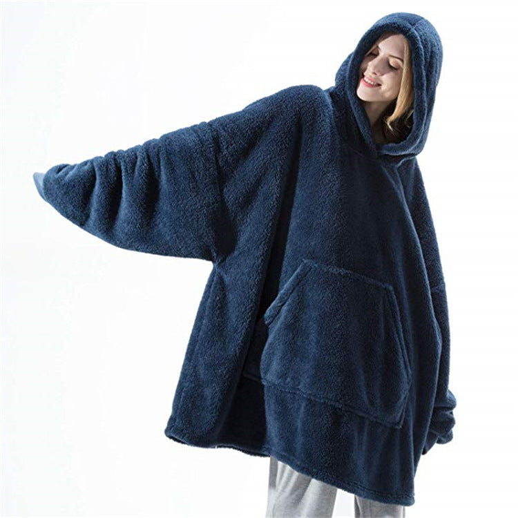Oversized fleece hoodie with large pocket.