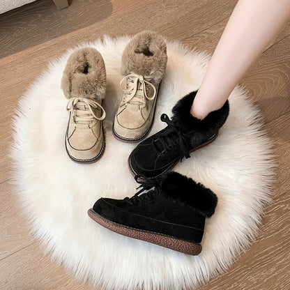 Women's Cotton Shoes, Winter, Lace-Up, Non-Slip.