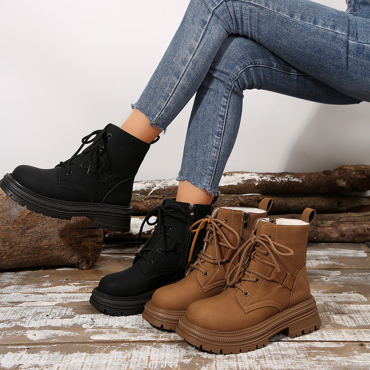 SILA - Bottines à talon carré lacées - Molinse