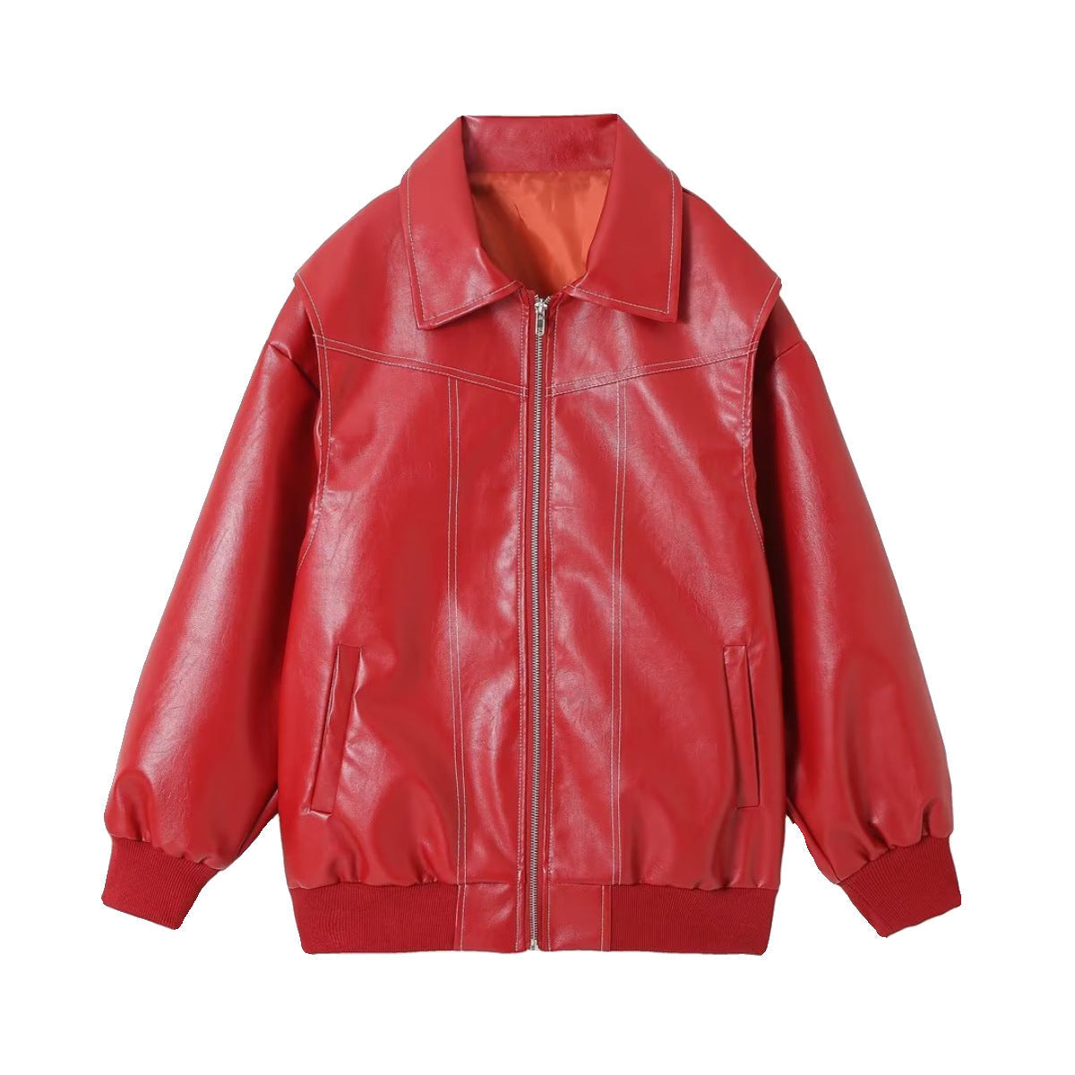 Veste en cuir  à manches longues . - Molinse