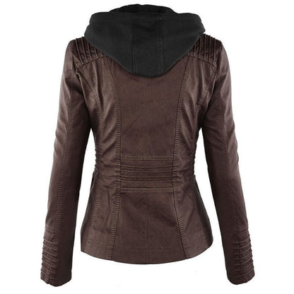 Veste en cuir  avec capuche - Molinse