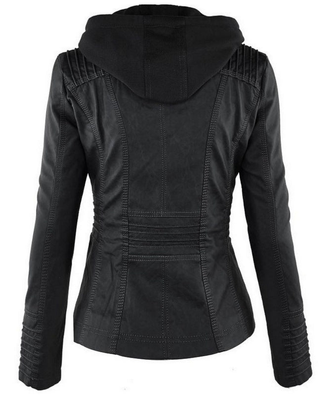 Veste en cuir  avec capuche - Molinse