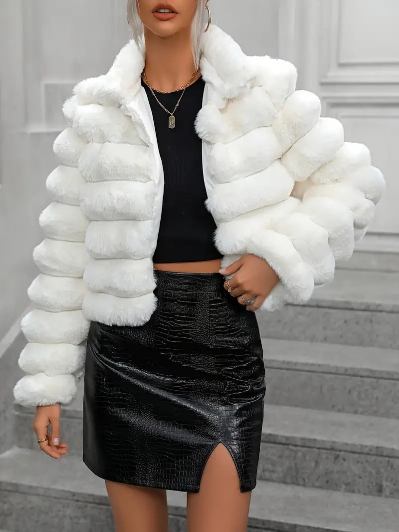 Short Faux Fur Coat for Women – Autumn and Winter