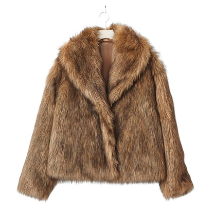 Trendy Solid Faux Fur Coat