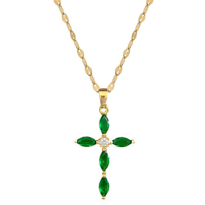 Collier Croix Tempérament Serti de Pierres - Molinse