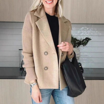 Veste en laine pour femmes à col tailleur, haut décontracté.
