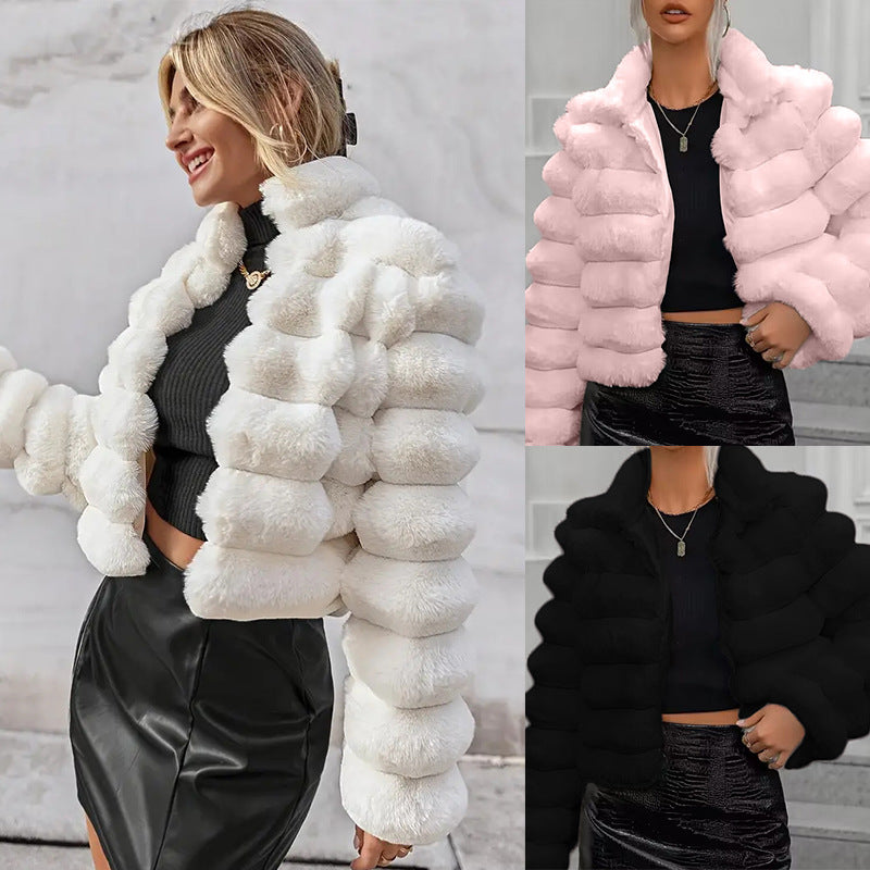 Short Faux Fur Coat for Women – Autumn and Winter