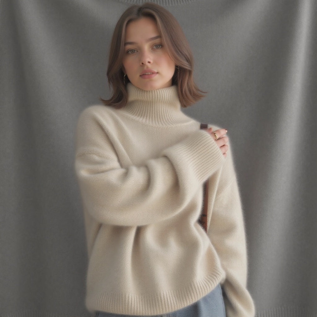 Pull Col Roulé Oversize en Cachemire - Molinse